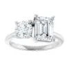 Tim & Co. Platinum Natural Diamond Two-Stone Ring — Emerald & Round
