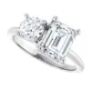 Tim & Co. Platinum Natural Diamond Two-Stone Ring — Emerald & Round