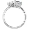 Tim & Co. Platinum Natural Diamond Two-Stone Ring — Emerald & Round