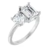 Tim & Co. Platinum Natural Diamond Two-Stone Ring — Emerald & Round